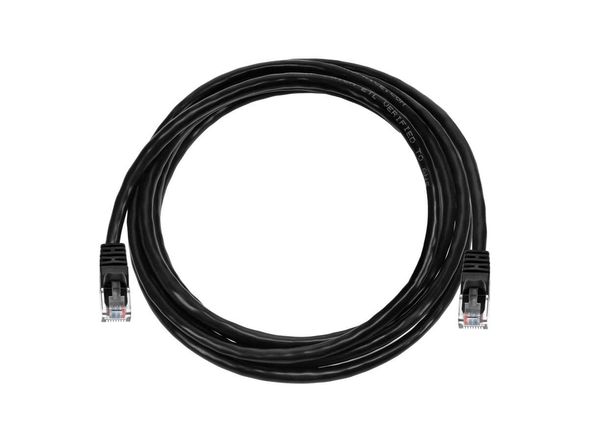 Coiled 7 foot black Cat5e ethernet cable
