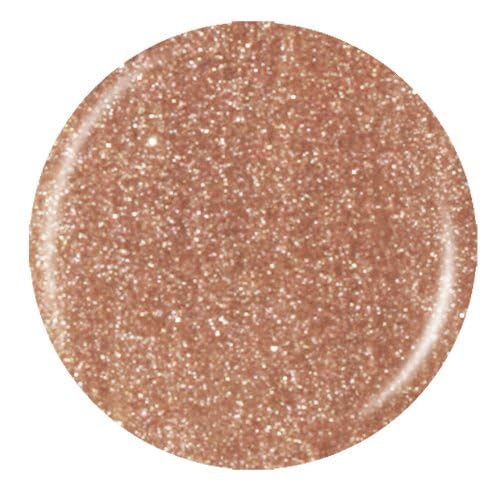Round swatch of rosy copper polish with gold sparkle