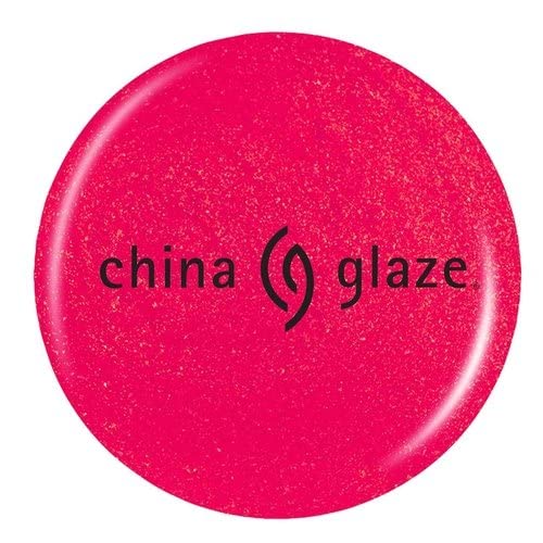 Round swatch of raspberry pink polish with a gold shimmer