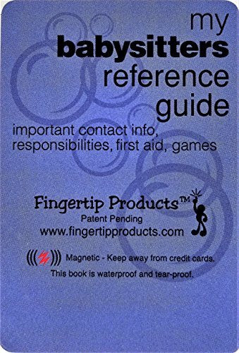 Back cover of the blue babysitter guide booklet
