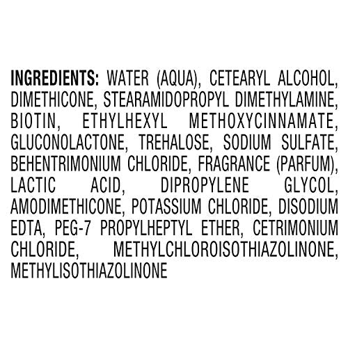 Ingredient list for the biotin conditioner, starting with water and cetearyl alcohol