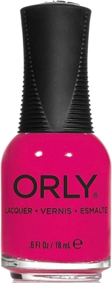 ORLY Swizzle Stick nail polish bottle in bright hot pink creme with black ribbed cap