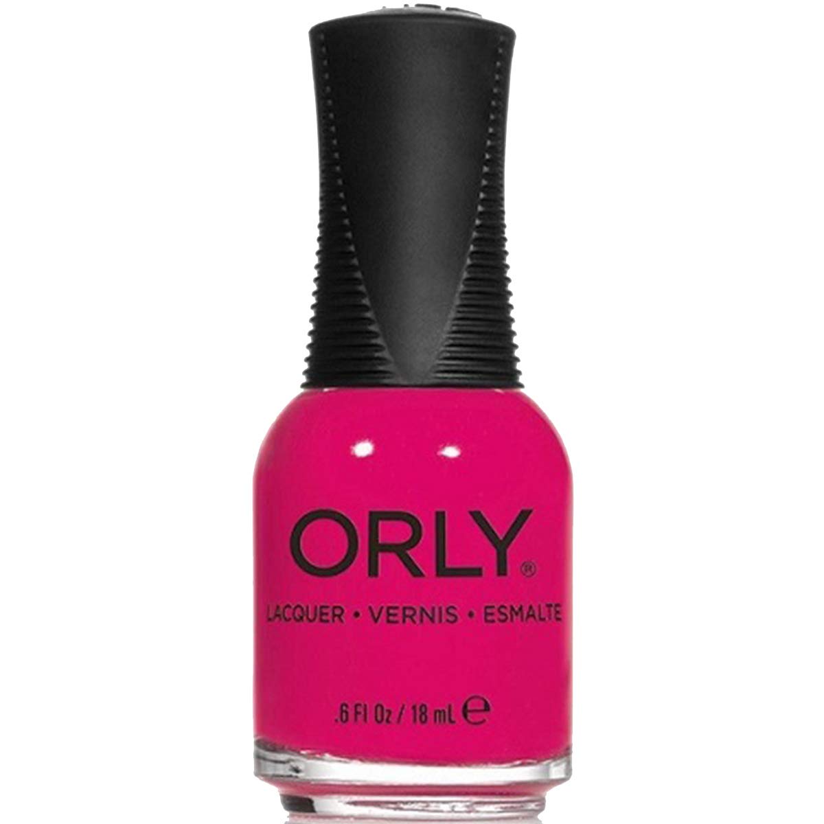 Orly nail lacquer bottle in a bright raspberry pink creme