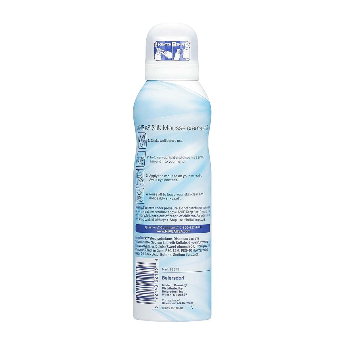 Back of the foaming body wash can with directions, warnings and ingredients