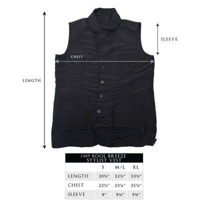 Betty Dain Kool Breeze Mesh Back Salon Stylist Vest, Unique Stretch Mesh Back For Breathability, Pockets with Zippered Bottoms, Button Closure, Lightweight, Water Resistant Polyester Fabric, M/L