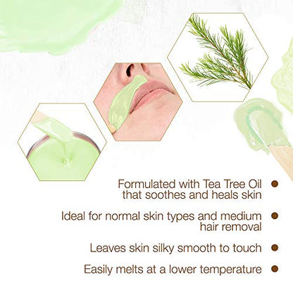 GiGi Tea Tree Creme Hair Removal Soft Wax with Soothing Formula, 14 oz