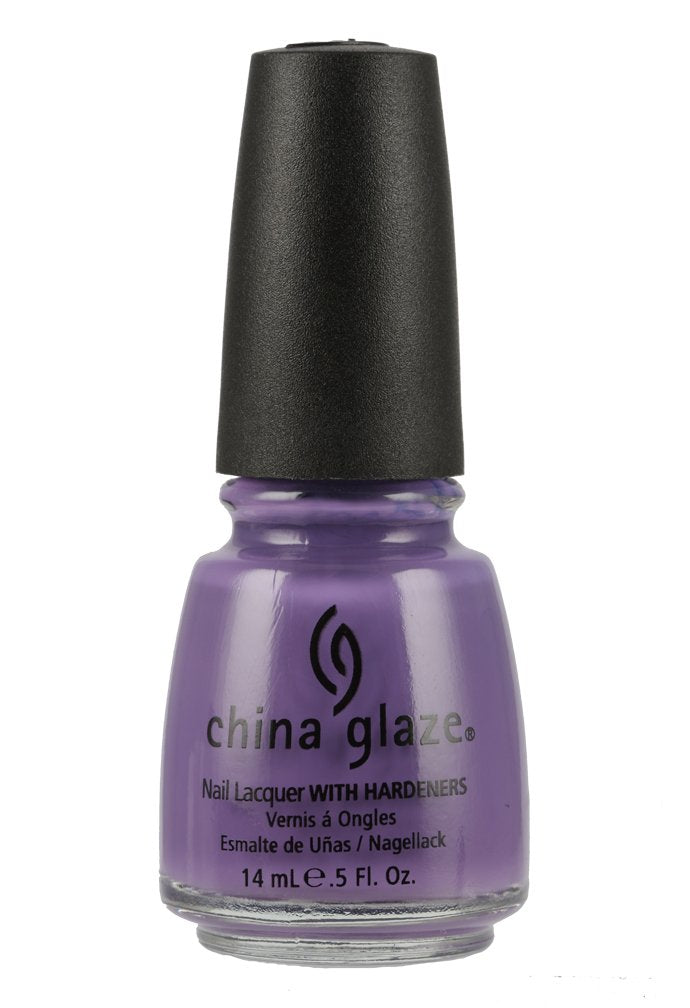 Bottle of lavender purple creme nail lacquer with a black cap