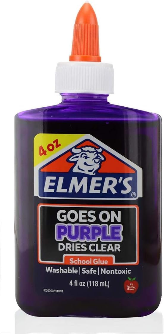 Single Elmer's purple disappearing school glue bottle, 4 fl oz