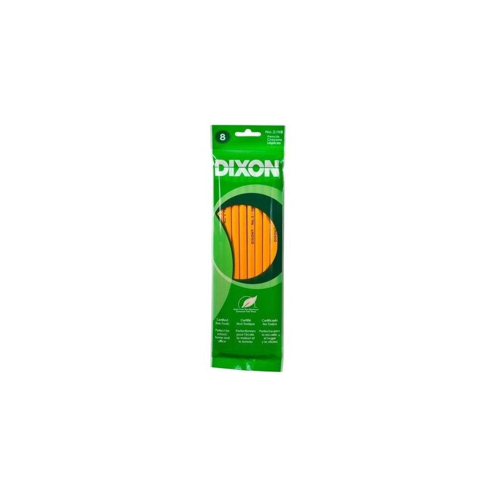 Dixon pack of 8 yellow No. 2 HB wooden pencils in green packaging