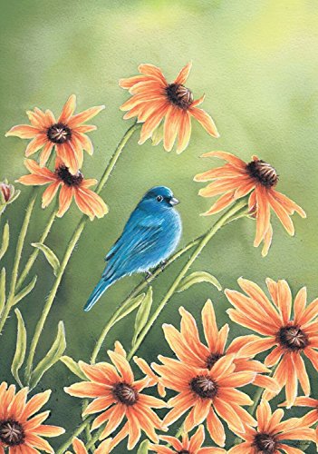 Rain or Shine Bluebird & Flowers Large House Flag, 28" x 40"