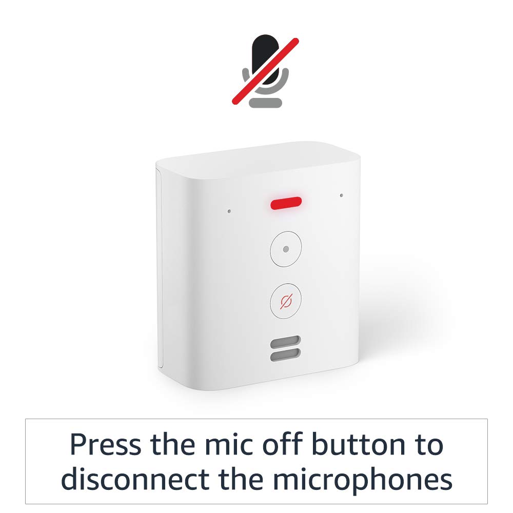 Echo Flex with red light showing the microphones switched off