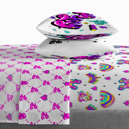 Lay Lay Toodles Pink Poodles Kids 4-Piece Full Sheet Set, Microfiber, Pink,