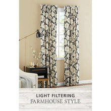 Load image into Gallery viewer, Mainstays Farmhouse Beige Floral Light Filtering Rod Pocket Panel Pair, 76&quot; x 84&quot;
