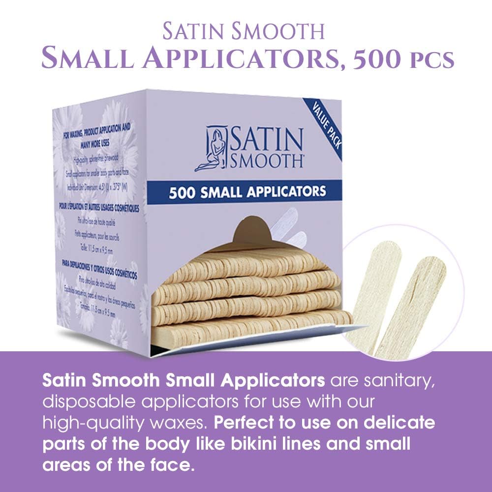 Box of 500 small applicators with a close-up of two rounded wooden sticks