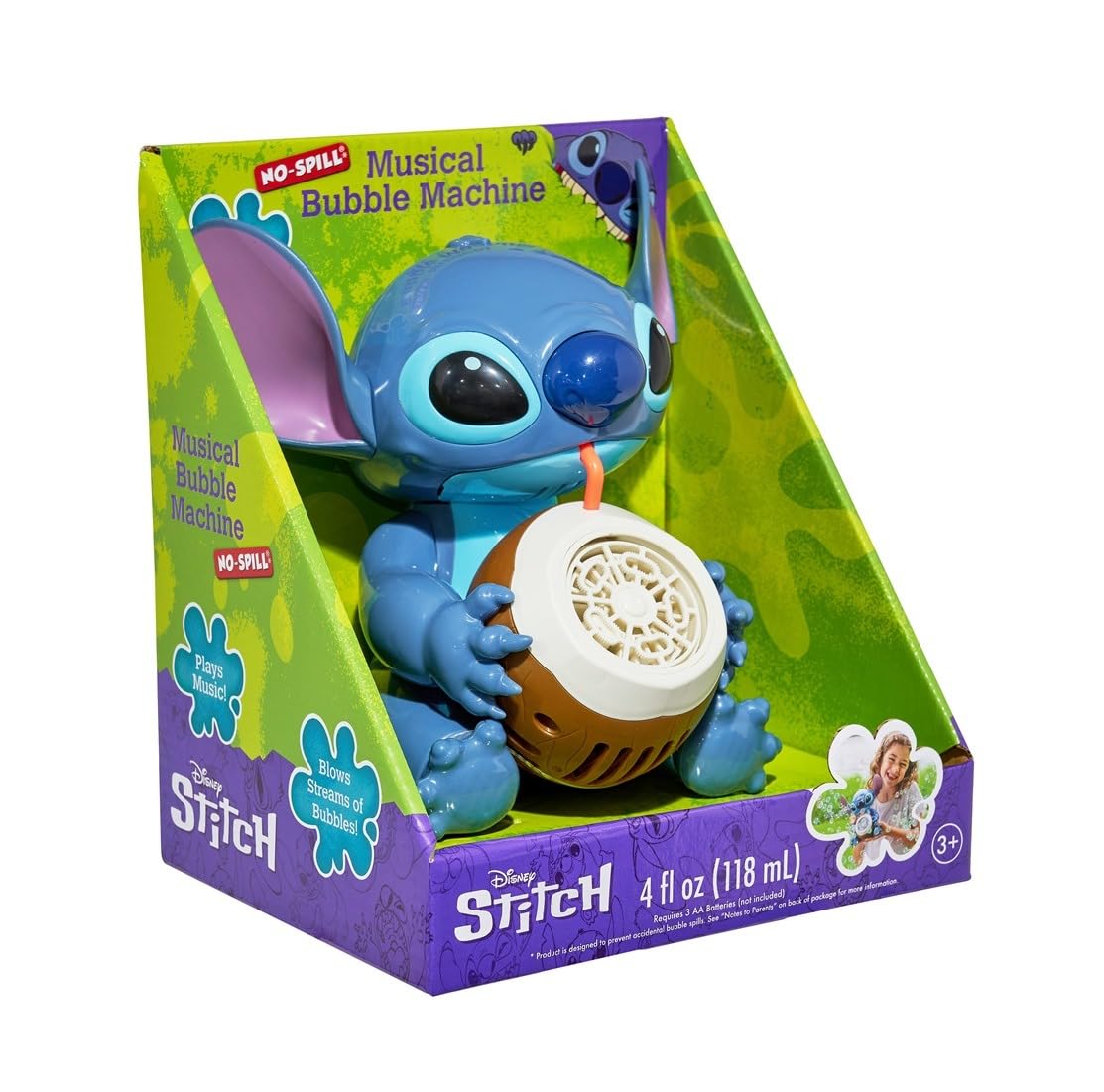 Disney Stitch No-Spill Musical Bubble Machine, 118 mL