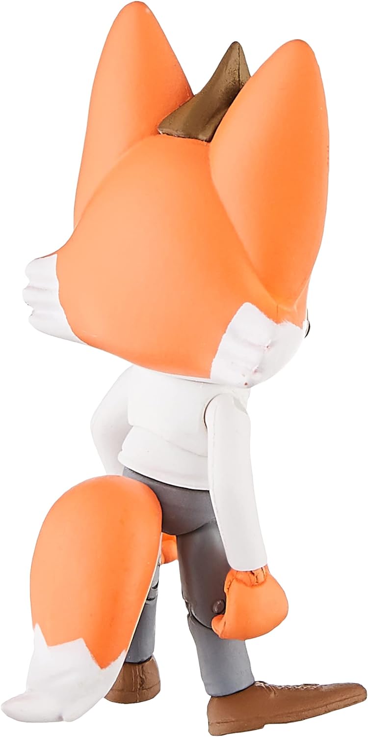 Back view of the fox figure showing its big ears and white-tipped tail