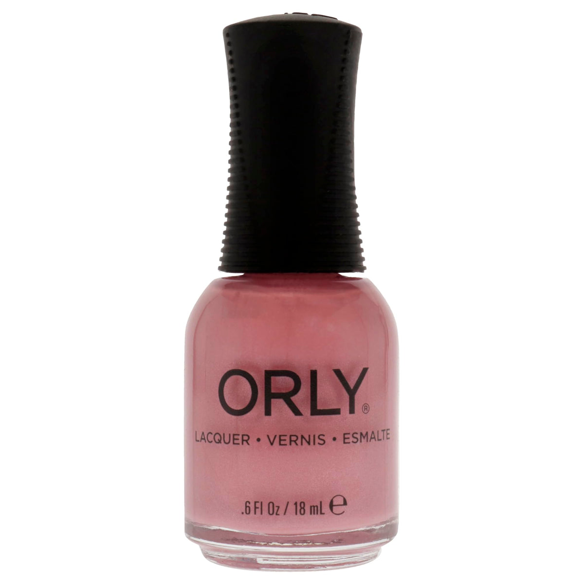 Bottle of shimmery dusty mauve pink nail lacquer, 18 ml