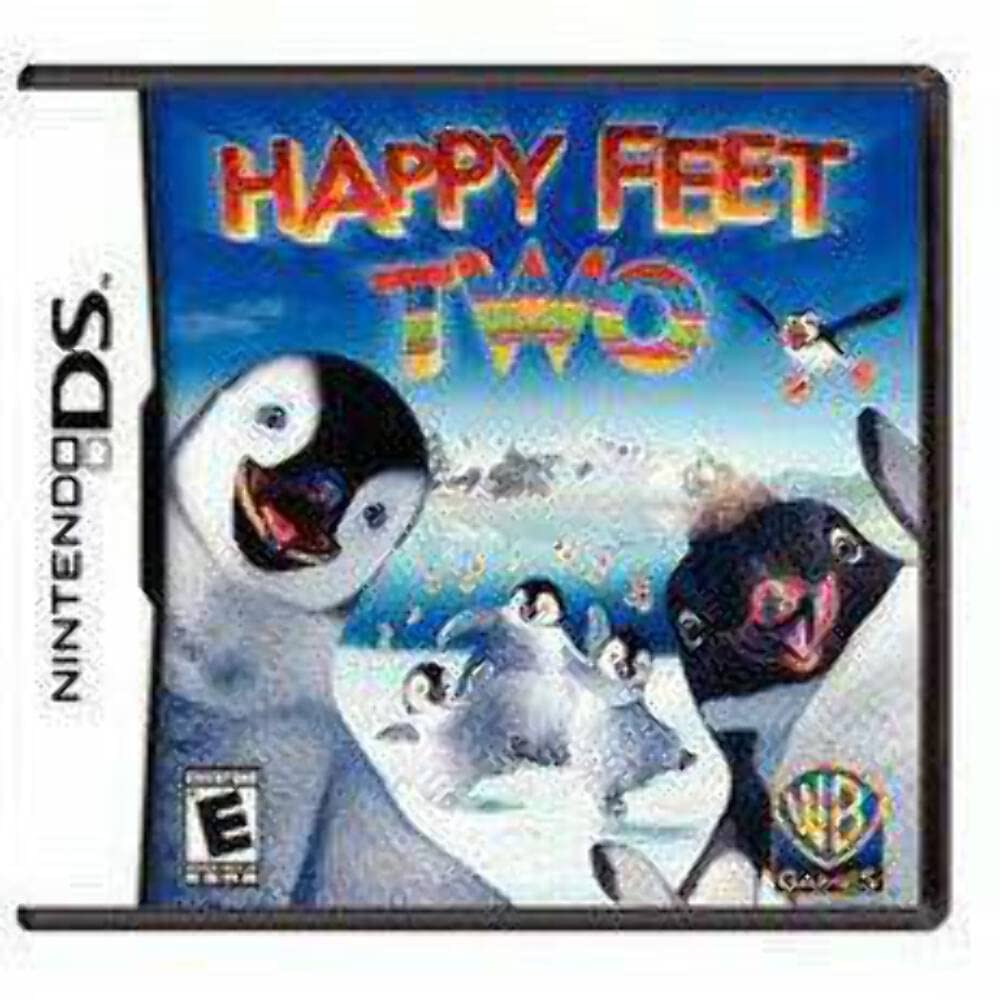 Happy Feet Two DS case cover with two smiling penguins and chicks on the ice