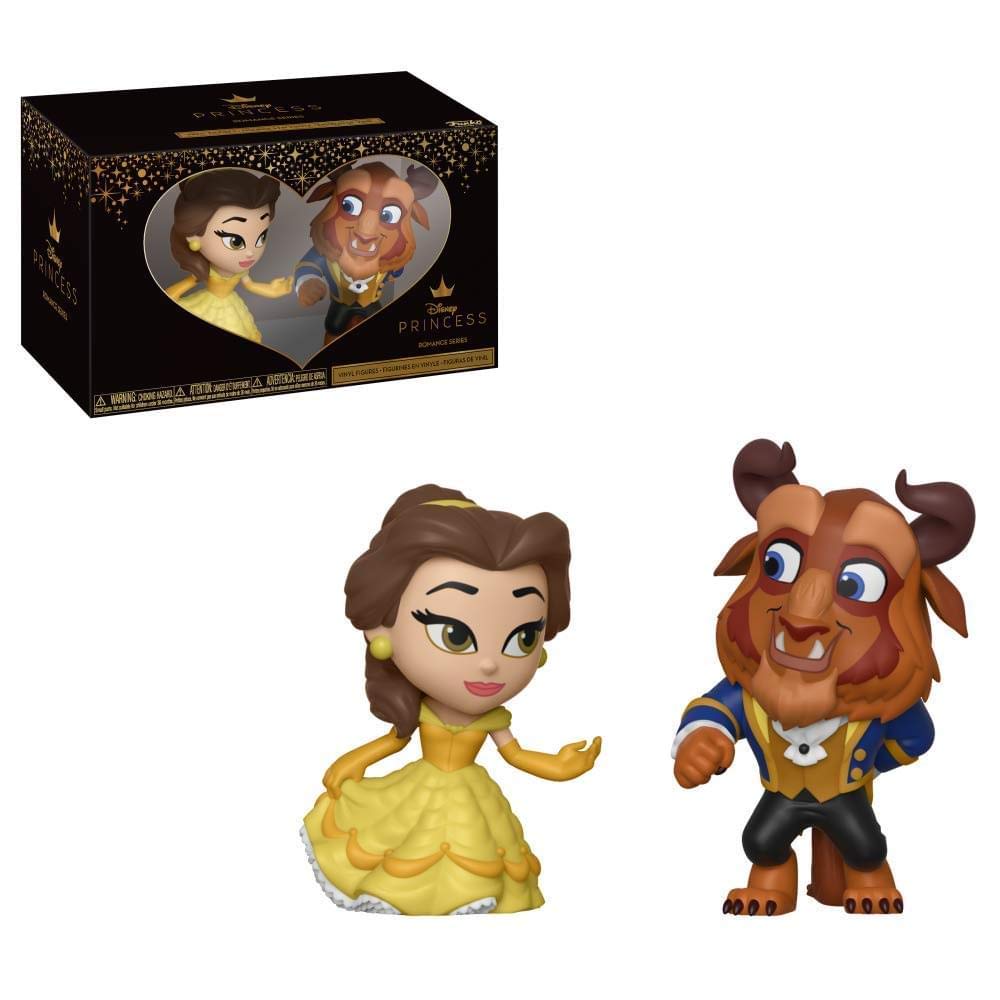 Funko mini vinyl Belle in yellow gown and the Beast with Disney Princess romance series box