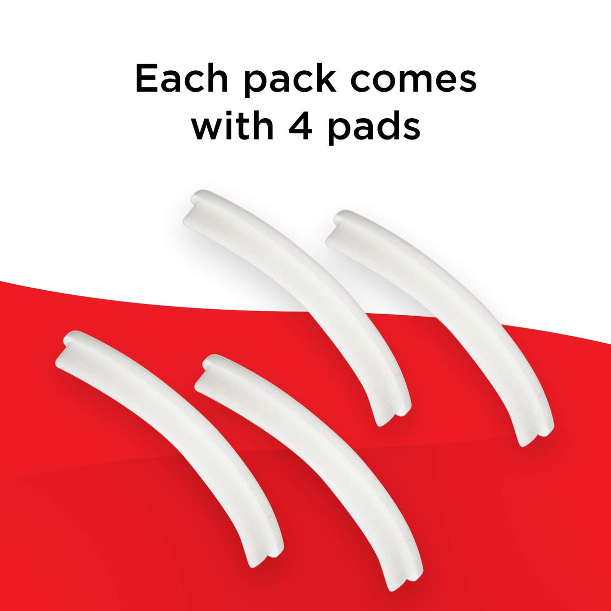 Four curved white silicone replacement pads, one pack