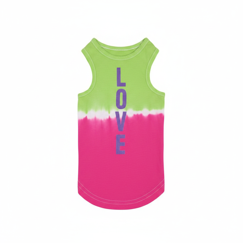 Zack & Zoey Cotton Dog Inspirational Retro Tie Dye Design Tank, X-Small, Love