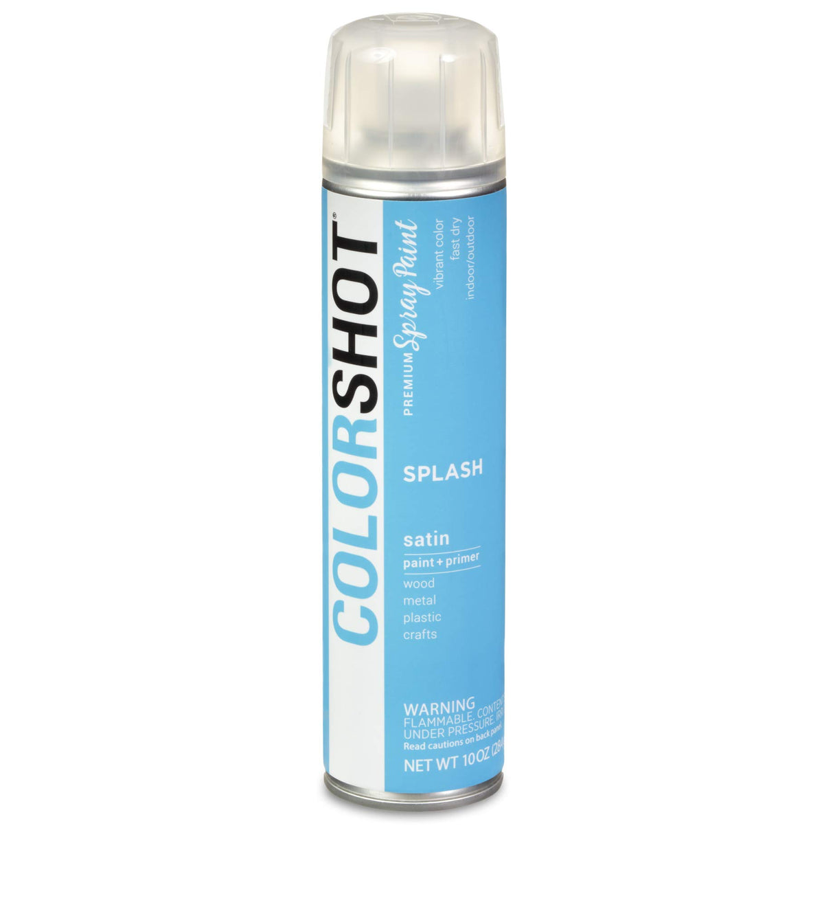 Light blue 10 oz can of satin spray paint and primer in shade Splash
