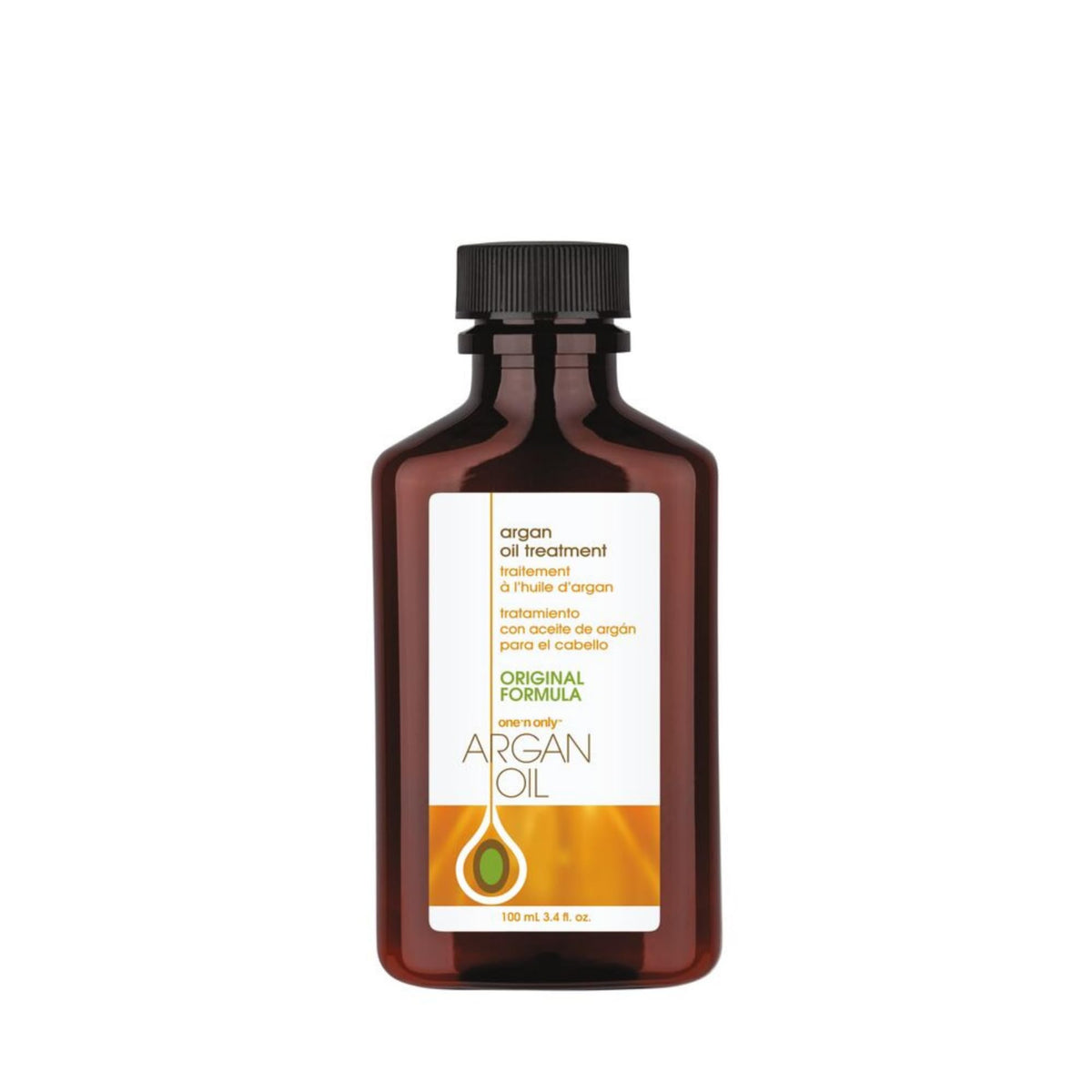 Amber bottle of One 'n Only Argan Oil hair treatment, original formula, 3.4 fl oz