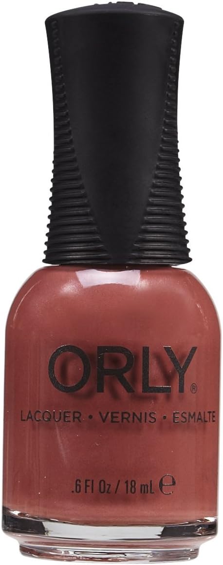 ORLY Act Your Shoe Size nail polish bottle in warm terracotta with black ribbed cap