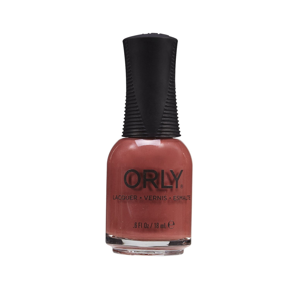 Orly nail lacquer bottle in a muted brick rose creme