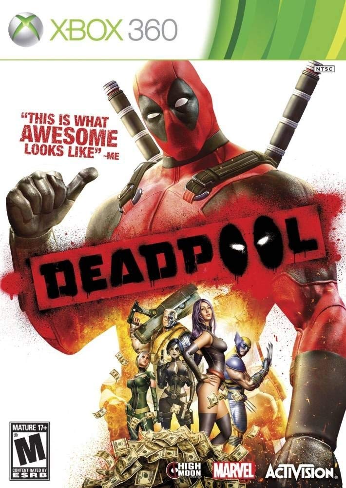 Xbox 360 game cover of a masked red-suited antihero giving a thumbs-up over a pile of cash