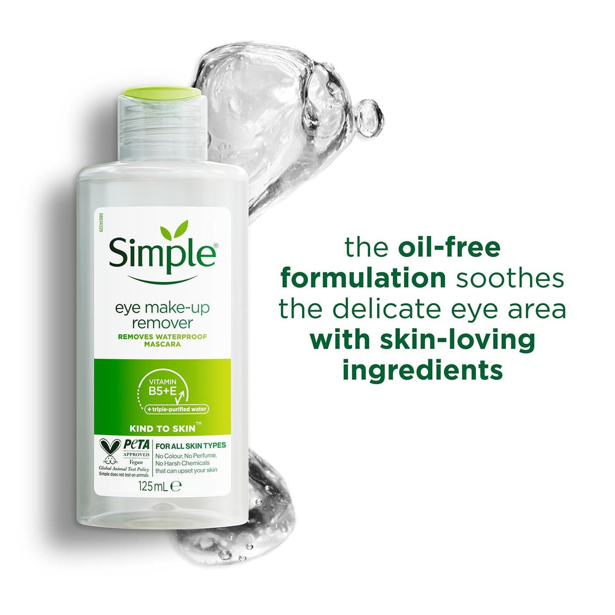Bottle beside a clear gel swirl with oil-free formulation text