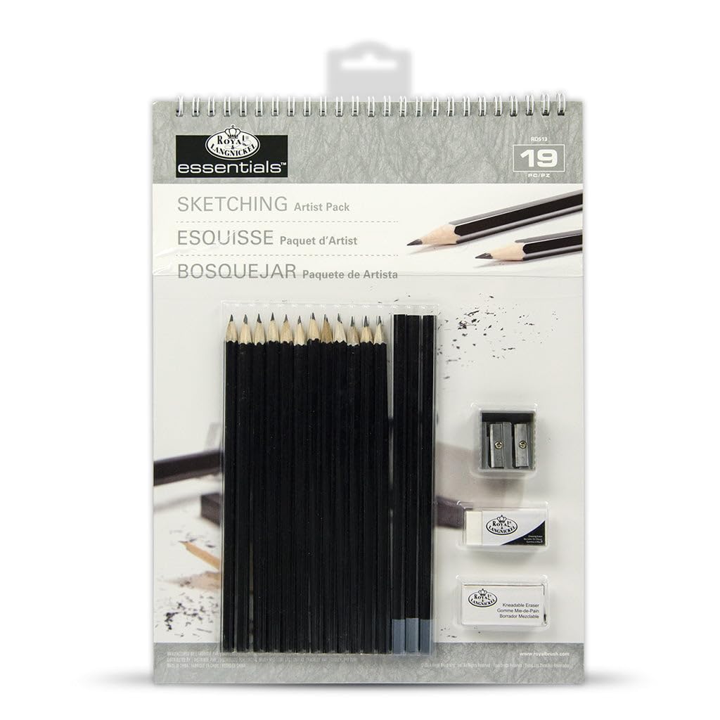 Royal and Langnickel Essentials 19 piece sketching pack with pencils, sharpener and erasers