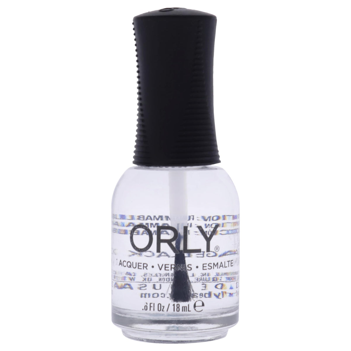 Orly Sealon clear topcoat in a 0.6 oz glass bottle with a black ribbed cap, front label