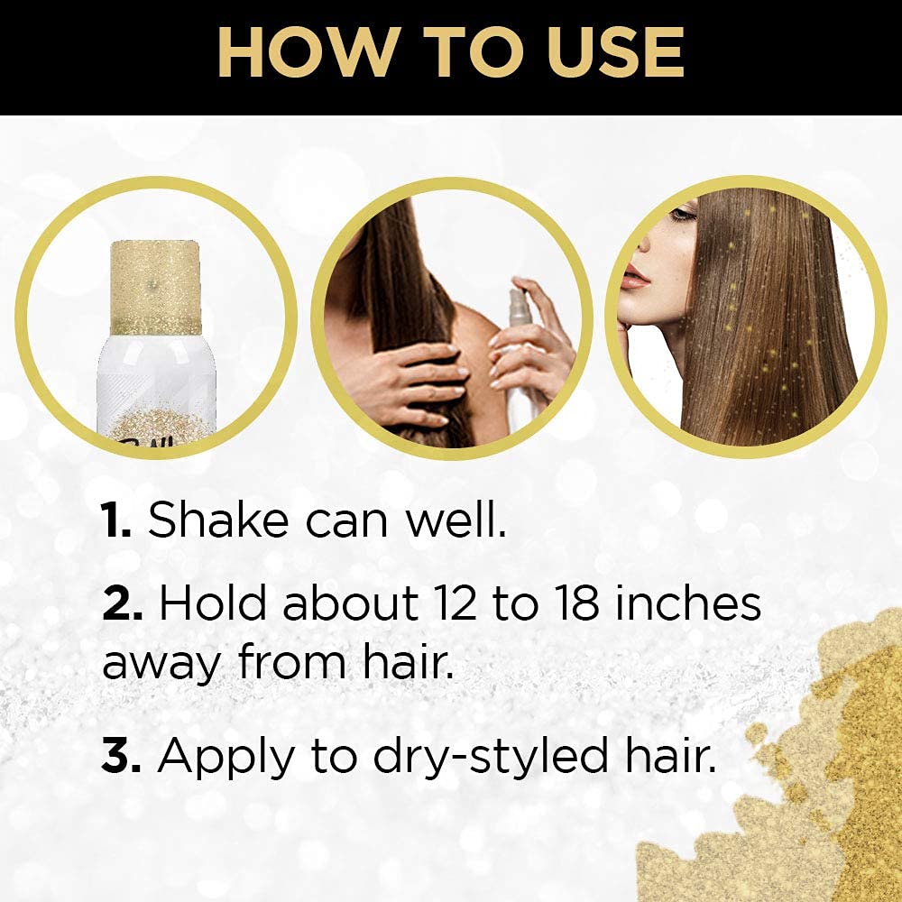 Punky Temporary Hair and Body Glitter Spray, Gold - Lightweight Shimmery Glow for Hair, Skin, and Clothes, Easy-to-Use Sparkly Glitter Hairspray, 3.5 oz