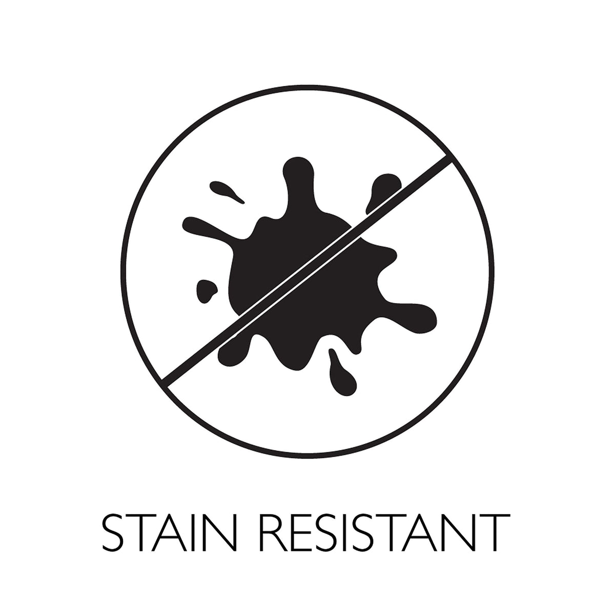Stain resistant icon: a splat crossed out inside a circle