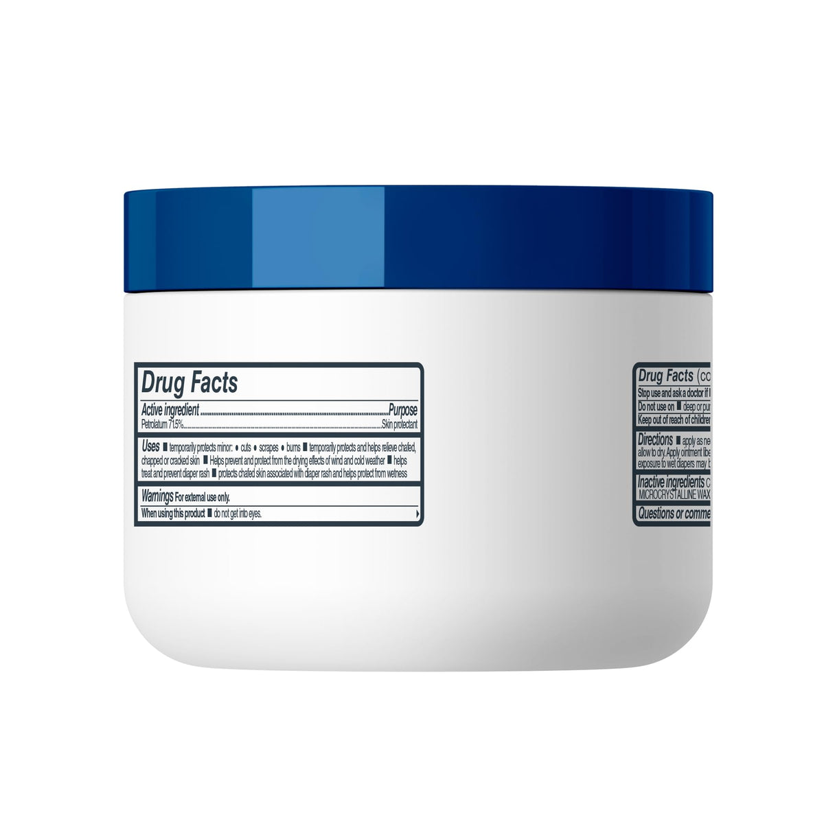 Back of the Cetaphil ointment jar showing the drug facts label