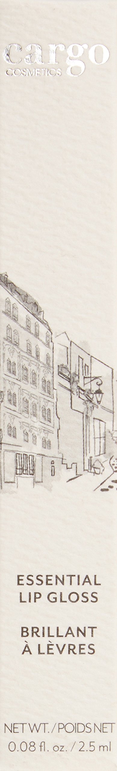 Cream lip gloss box with a sketched street scene, 0.08 fl oz