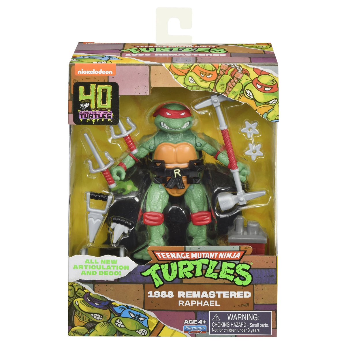 Front of the boxed red-masked turtle figure with sai and pickaxe