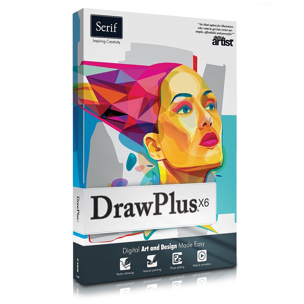 Serif DrawPlus X6 box with a colourful vector portrait of a woman