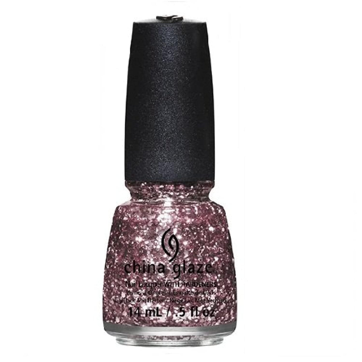 Bottle of rose pink and silver chunky glitter nail polish
