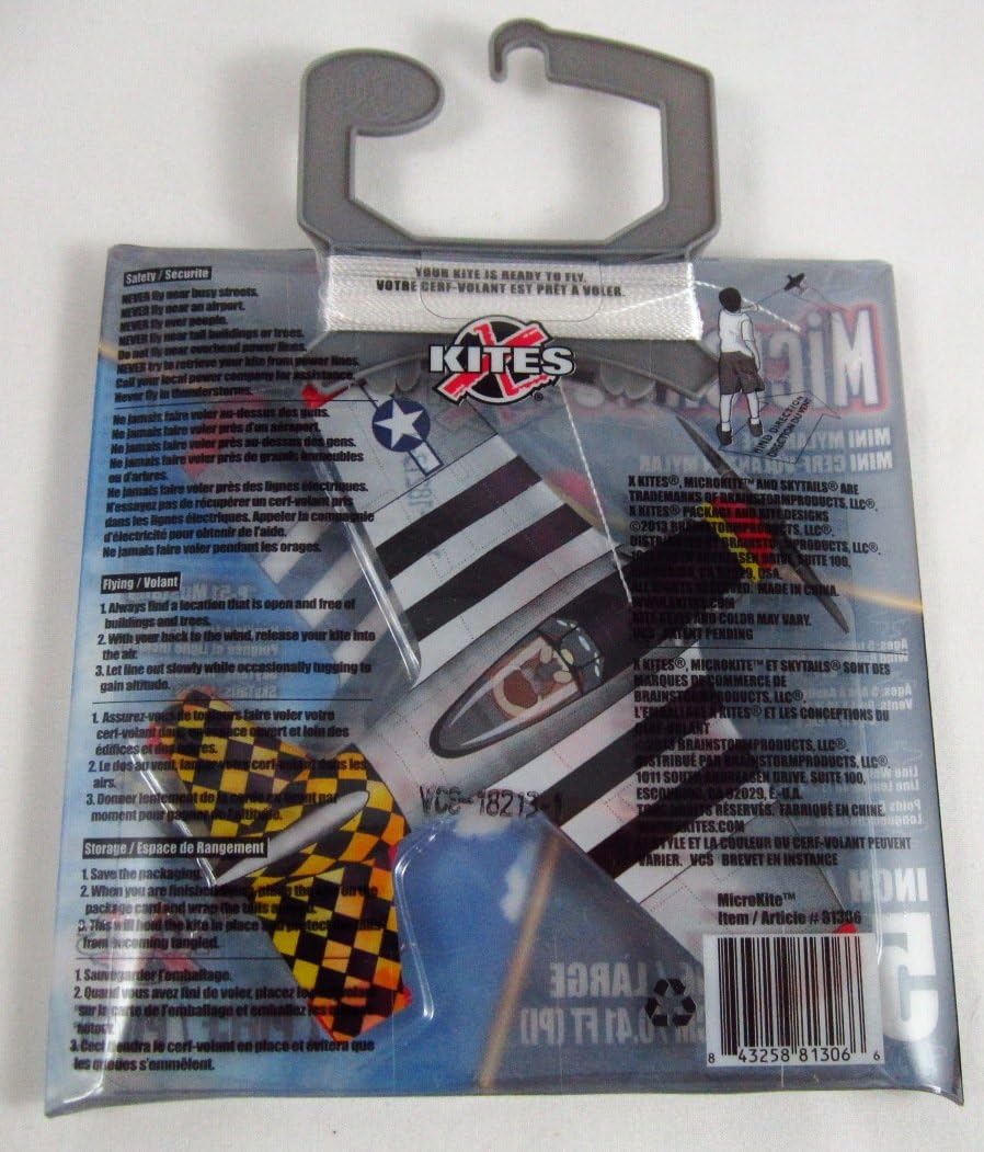 Back of the MicroKite package with safety and flying instructions and barcode