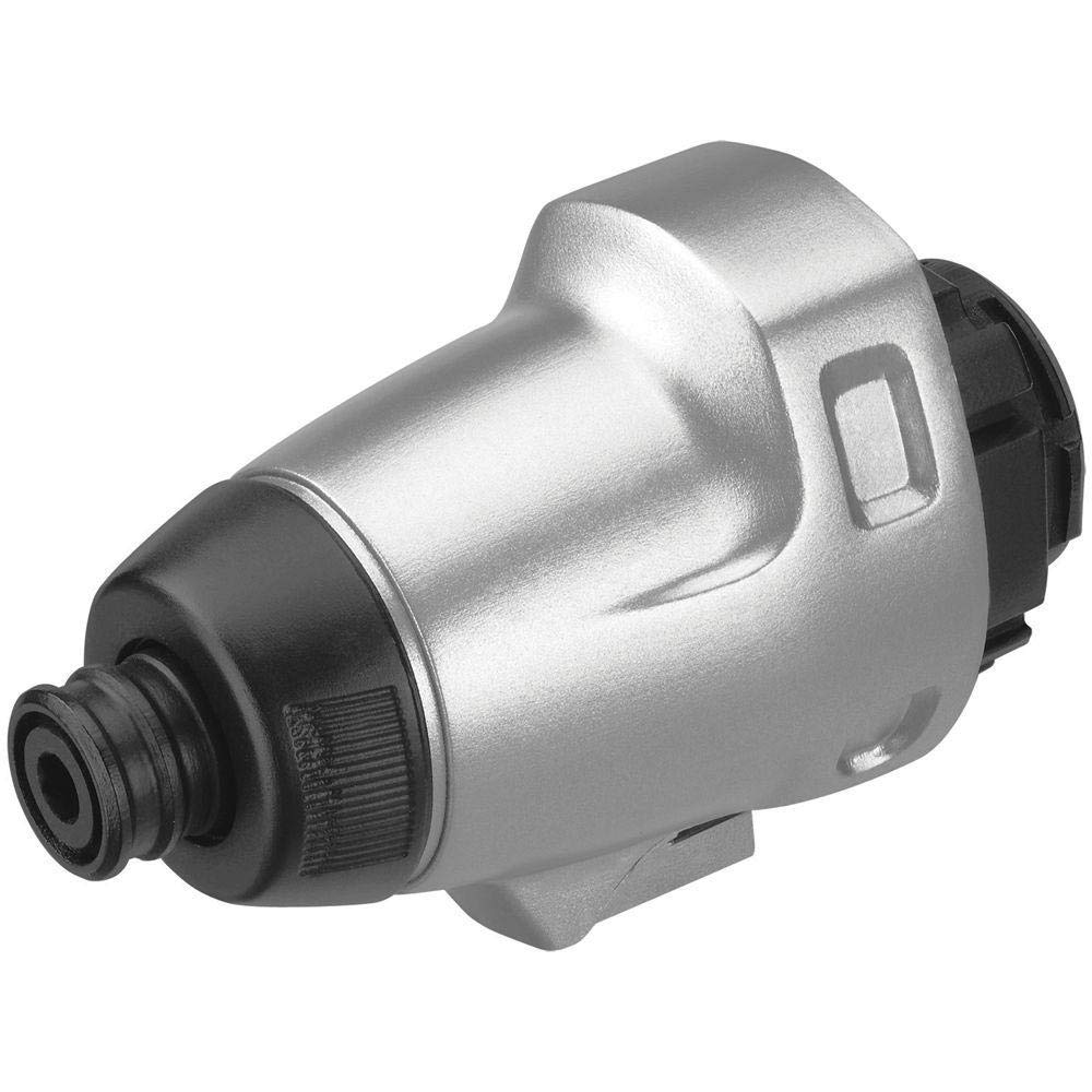 Silver and black Matrix impact driver attachment head, angled view