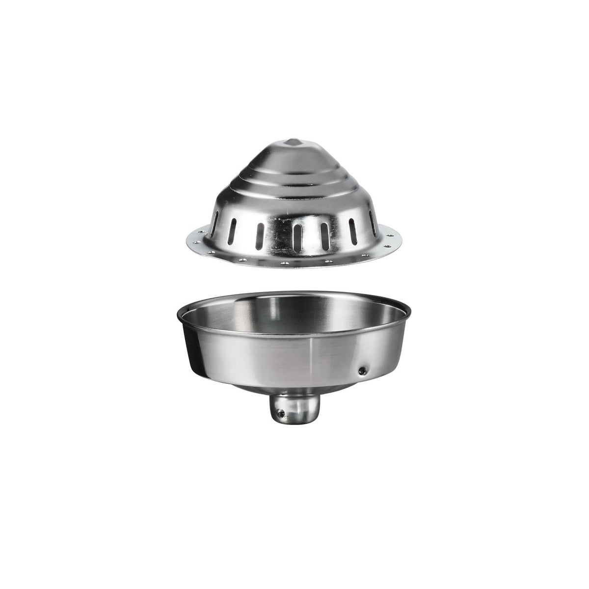 Removable stainless steel reamer cone and juice cup from the citrus press