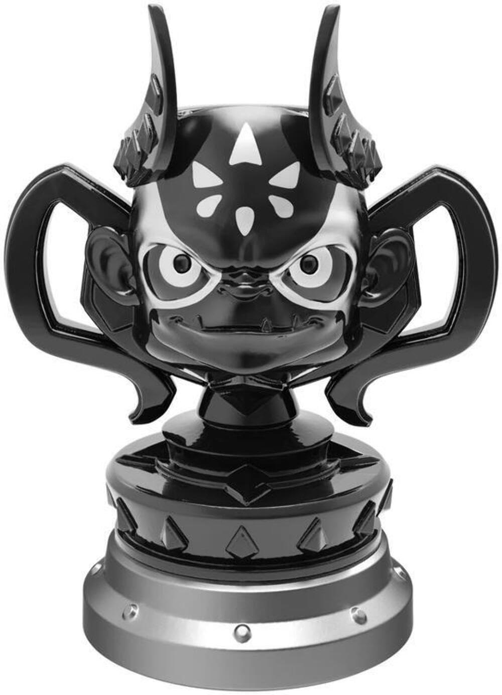 Black and silver Skylanders Kaos trophy figure with horned head and handles