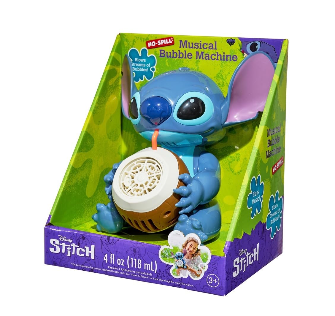 Disney Stitch No-Spill Musical Bubble Machine, 118 mL