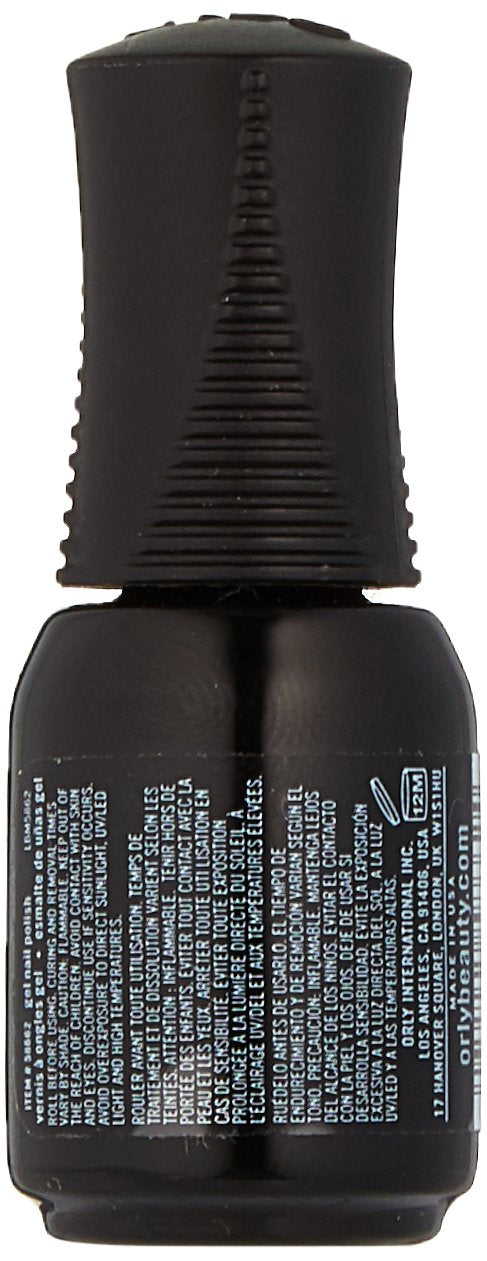 Back of the black gel polish bottle with printed directions and cautions