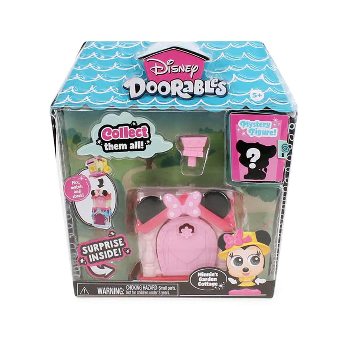 Boxed pink mouse-ear mini cottage playset with a mystery figure window