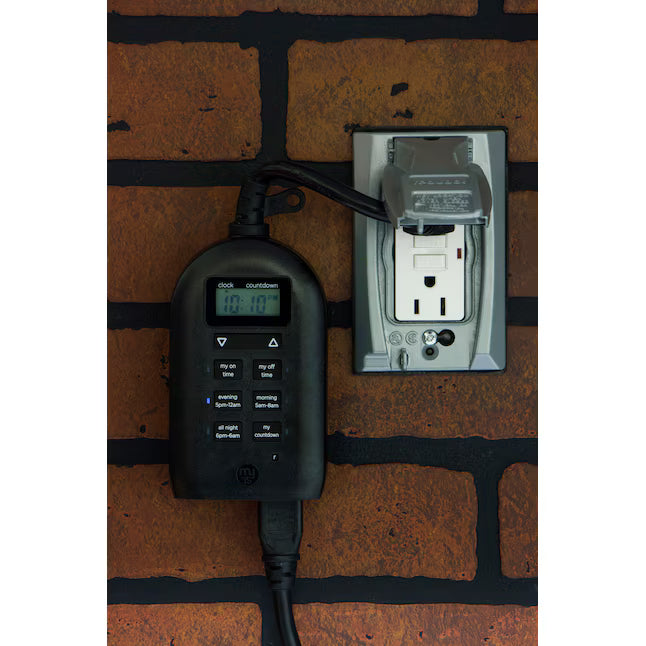 myTouchSmart 2-Outlet Programmable Digital Countdown Lighting Timer, Indoor/Outdoor