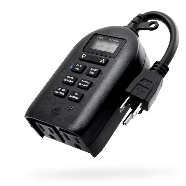 myTouchSmart 2-Outlet Programmable Digital Countdown Lighting Timer, Indoor/Outdoor