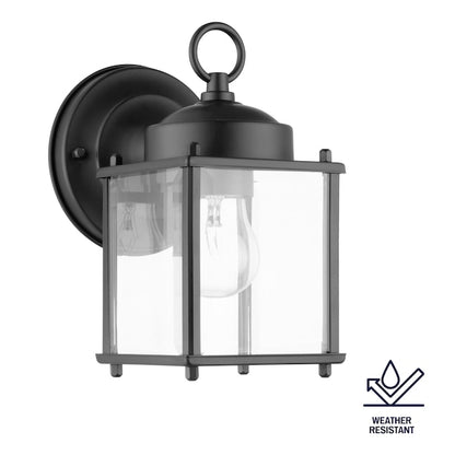 Portfolio 1-Light 8.25-in Black Outdoor Wall Light